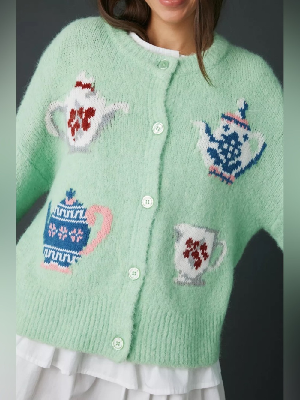 New Urban Outfitters BDG Becca tea time teapot oversized cardigan sweater - Picture 3 of 9